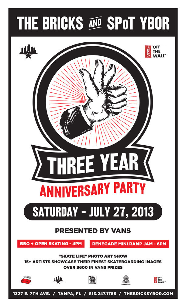Join us at The Bricks for the 3 Year Anniversary